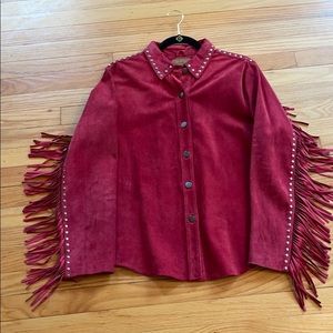 Red suede fringed shirt
